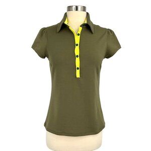 Pirdie Polo Shirt Size S Olive Green Short Sleeve Collared Golf Tennis